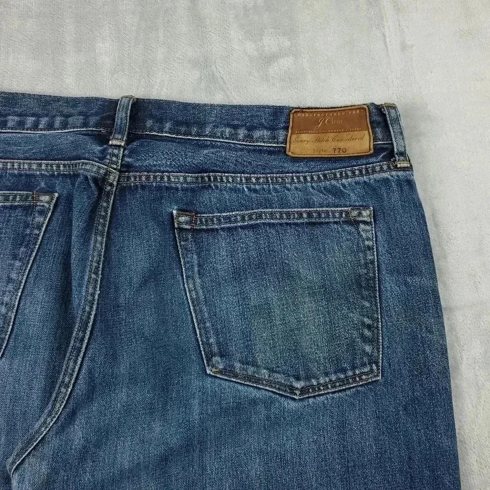 J Crew 770 Jeans Mens 38x32 Kaihara Japanese Denim Slim Straight Distressed - Picture 11 of 13